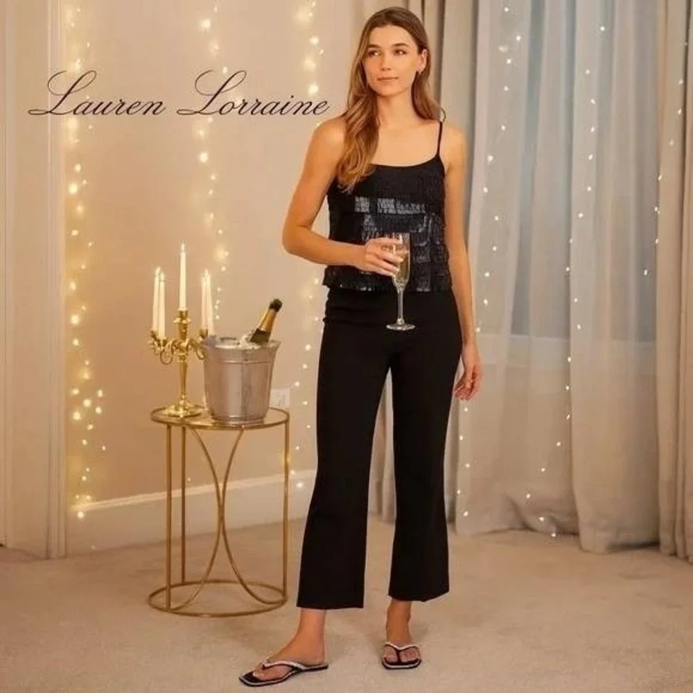 Lauren Lorraine Women's Black Rhinestone Thong Sandals‎ Shoes Sz 7.5/ #S2610
